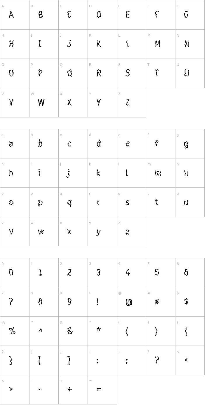 Character Map Shatterday ICG Dice Font