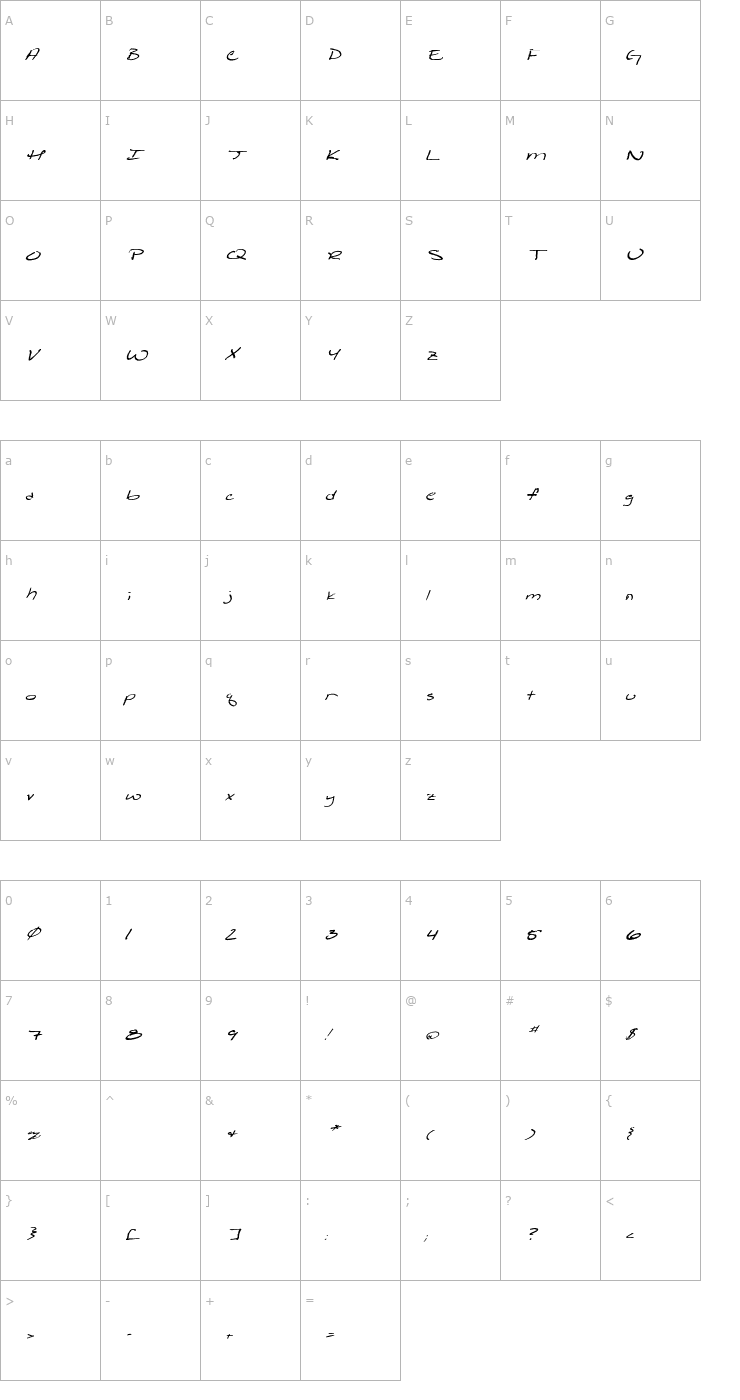Character Map Shattered Print Italic Font