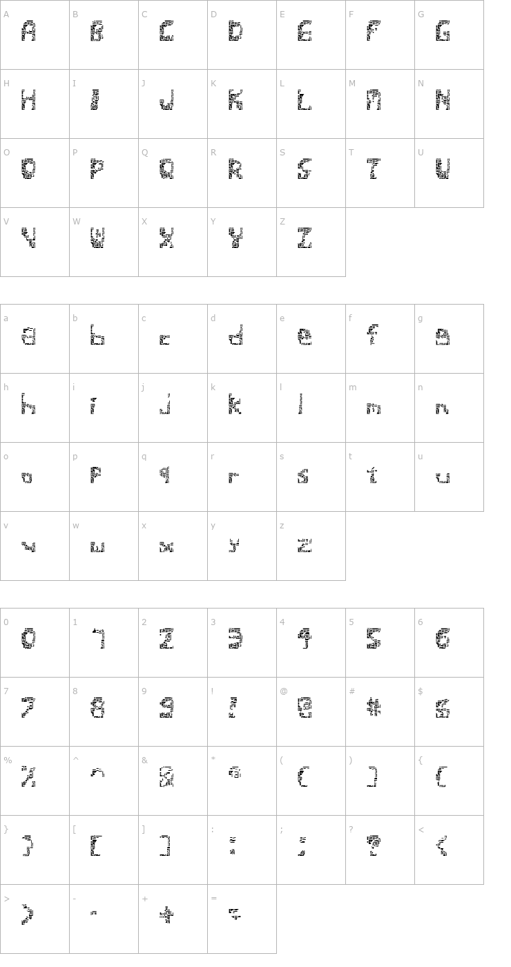 Character Map ShatteredSiliconWafers Font