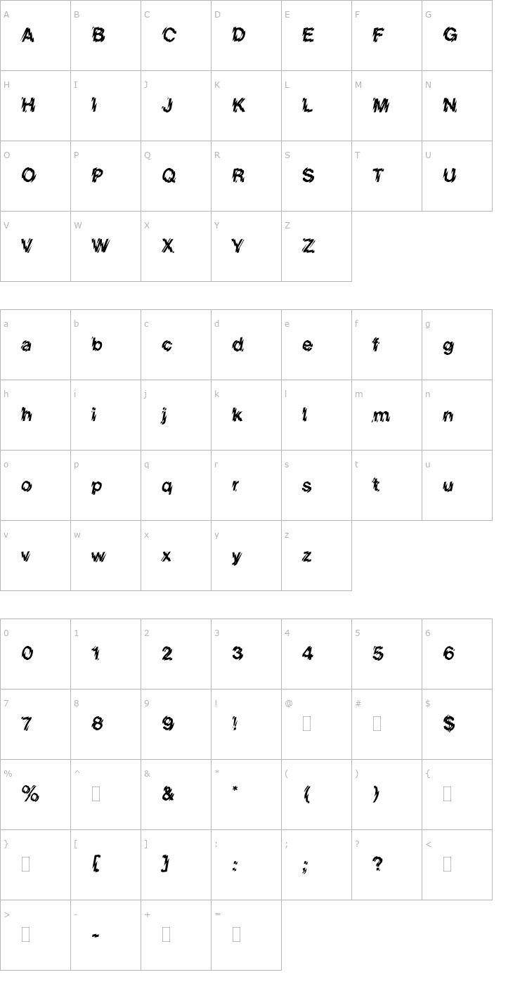 Character Map ShatterPlain Font