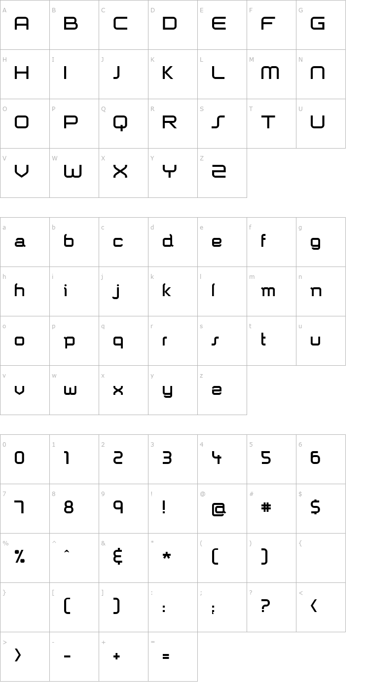 Character Map Shazbot Font