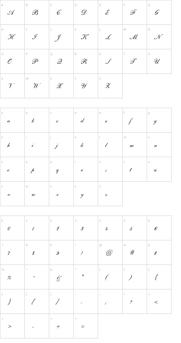 Character Map SheerBeauty Font