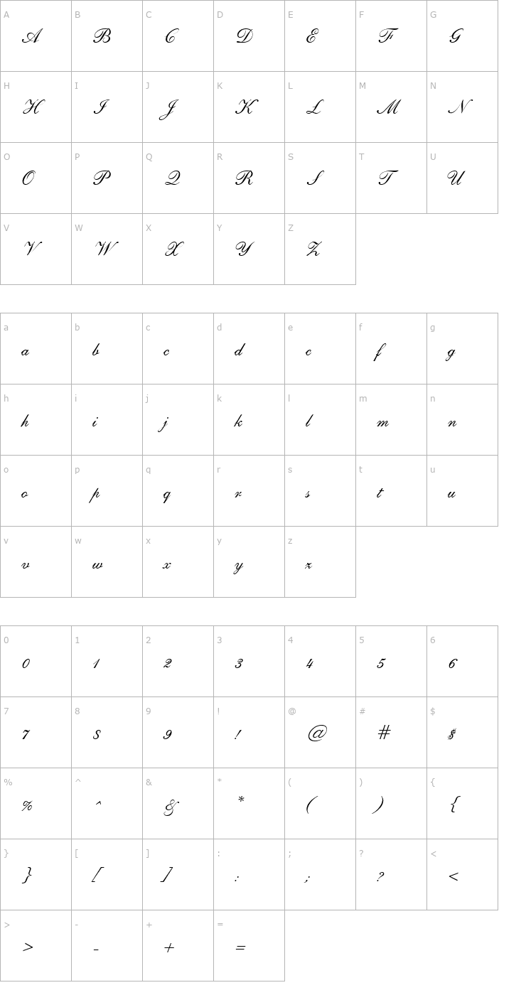 Character Map SheerBeauty Regular Font