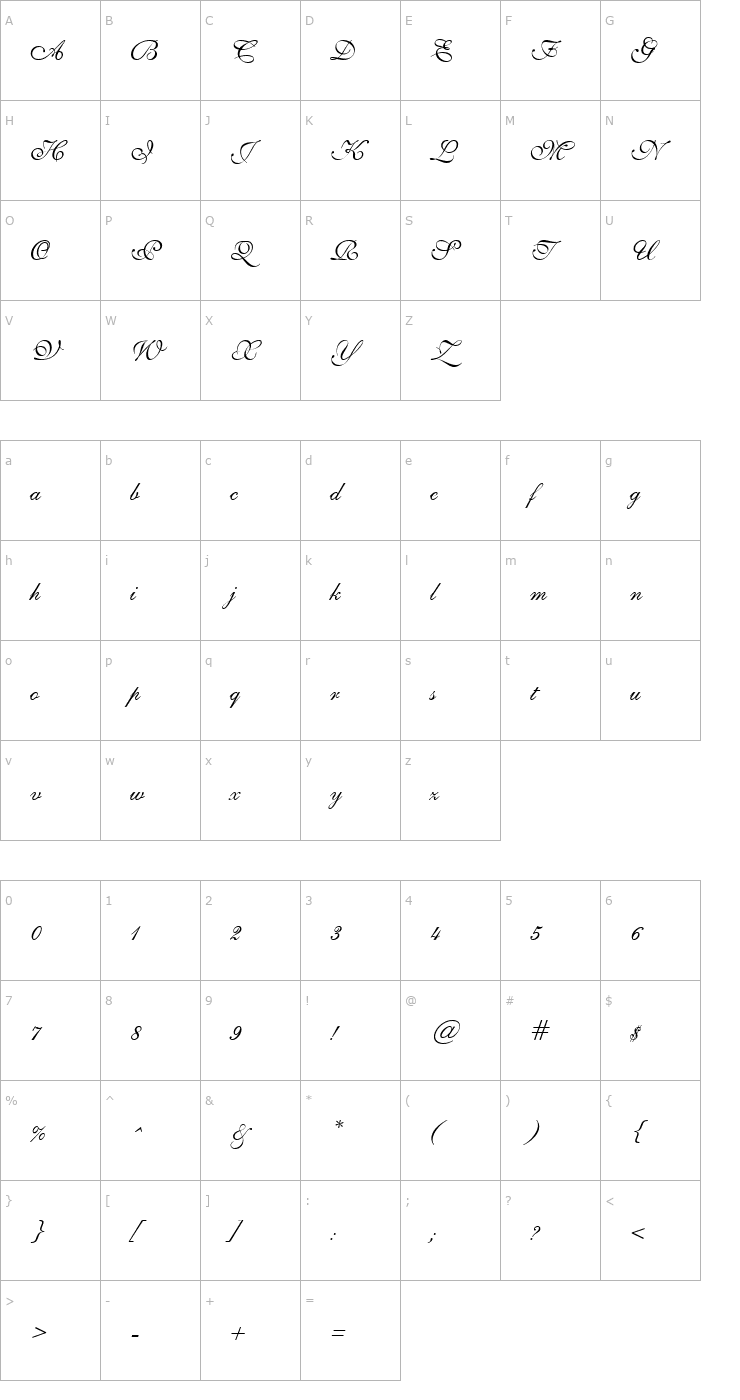 Character Map SheerGrace Font