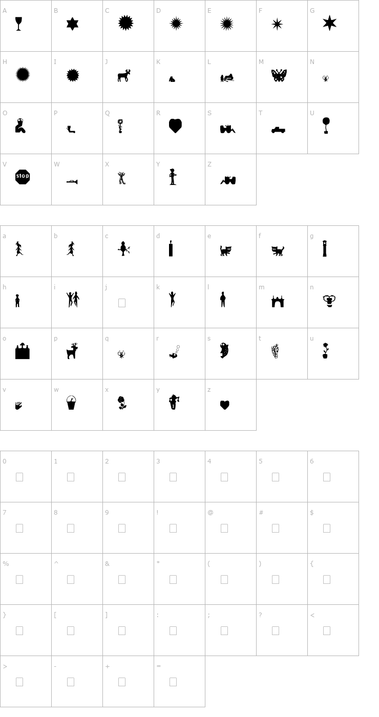 Character Map sherberi Font