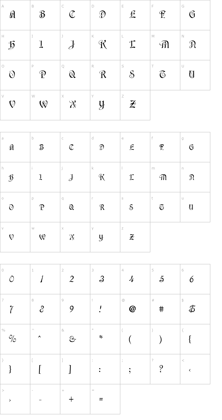 Character Map SherwoodCaps Font