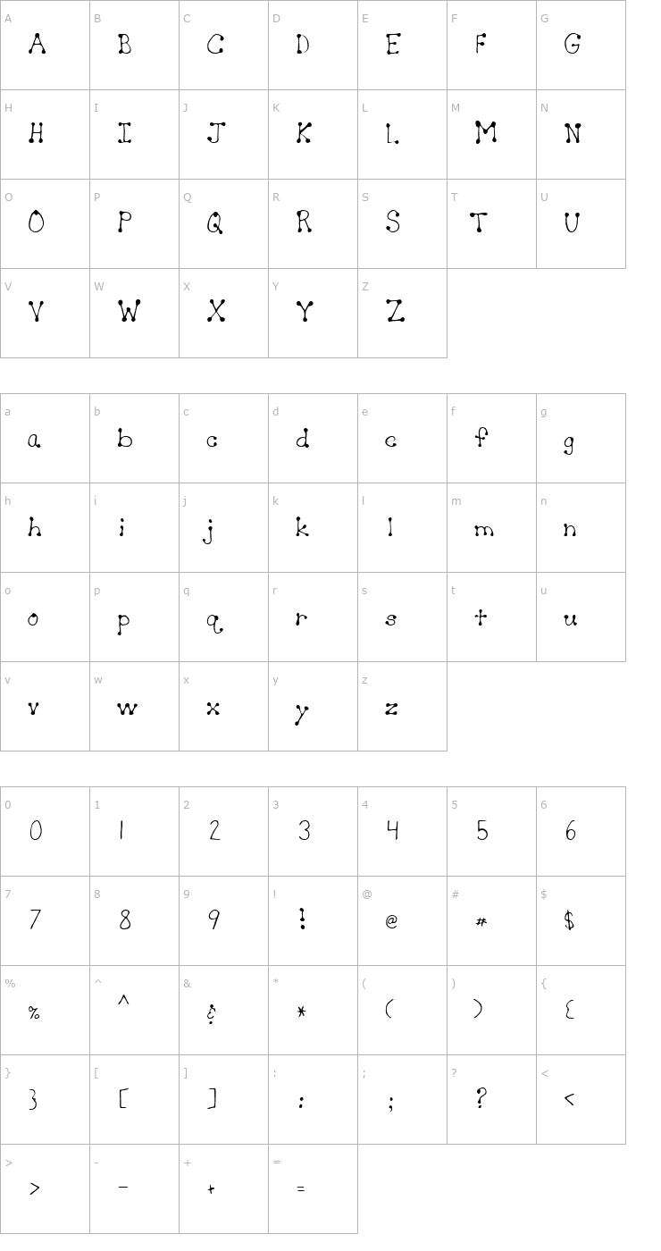 Character Map Sheryl Regular Font