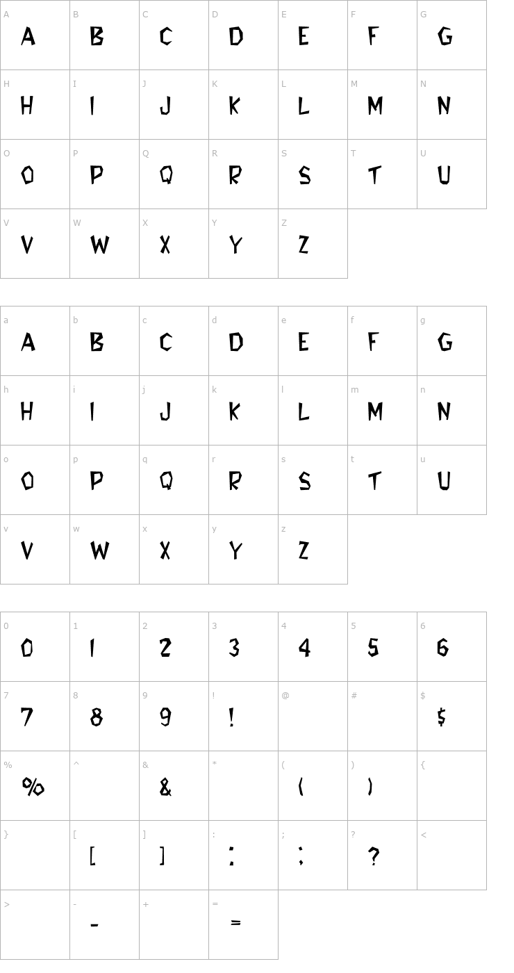 Character Map Shicker-Light Font