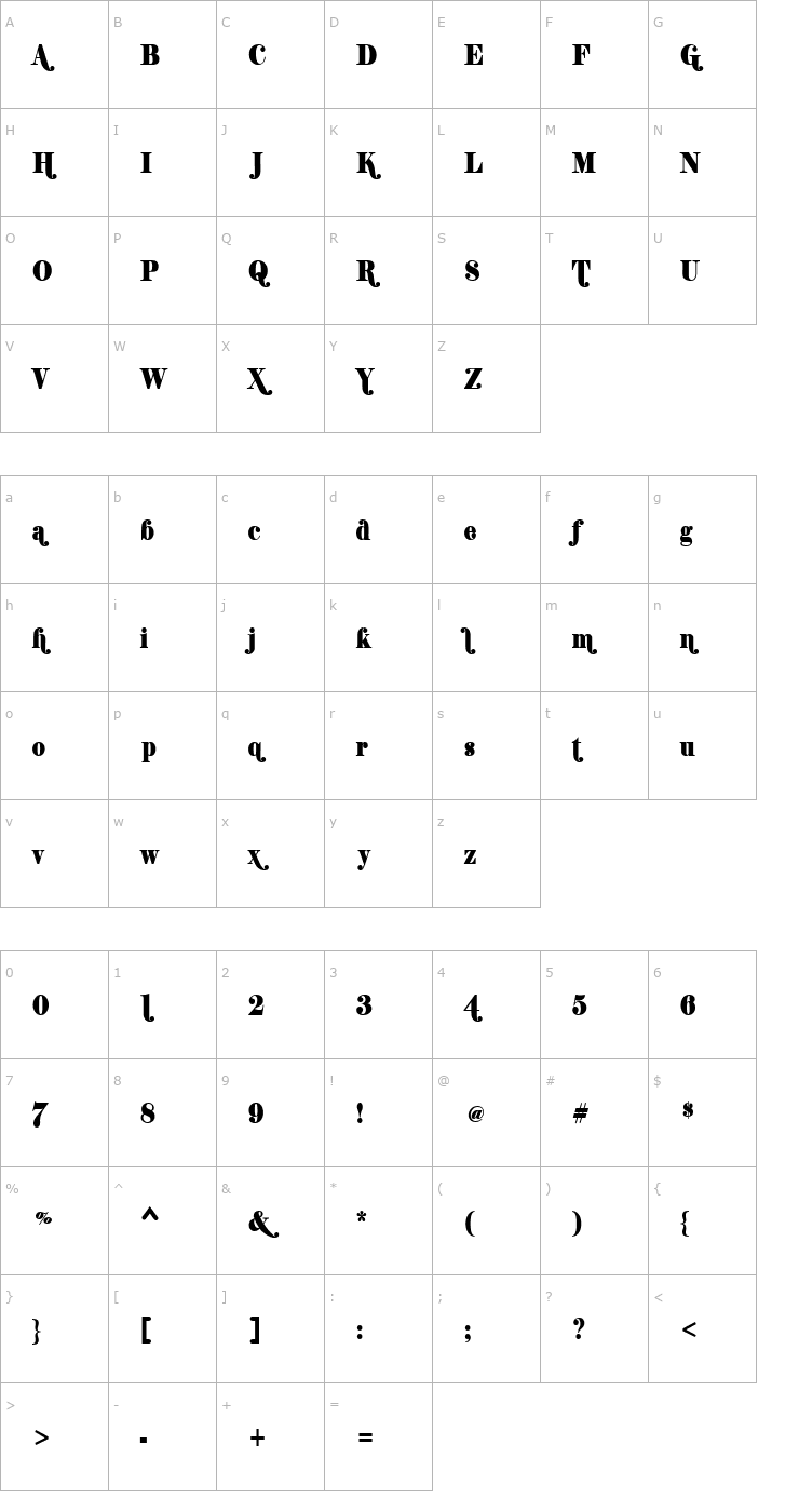 Character Map Shifty Chica Font