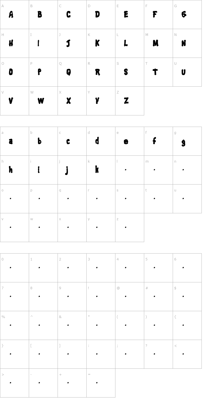 Character Map ShipwreckBold Bold Font