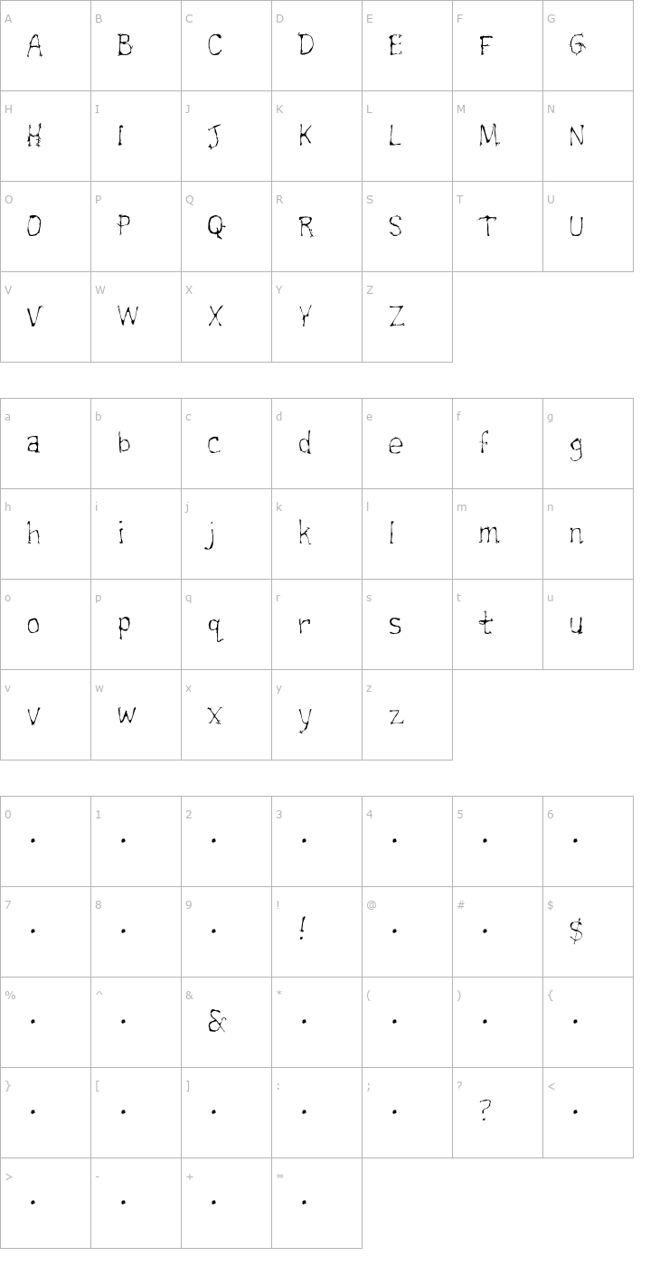 Character Map ShipwreckLite Light Font