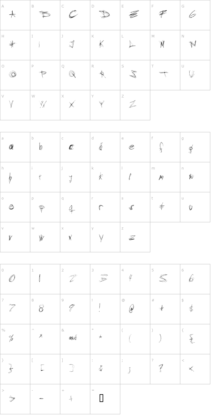 Character Map shite Font