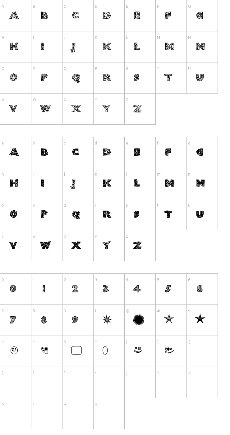 Character Map ShlockoBlockoDroppoCaps Font