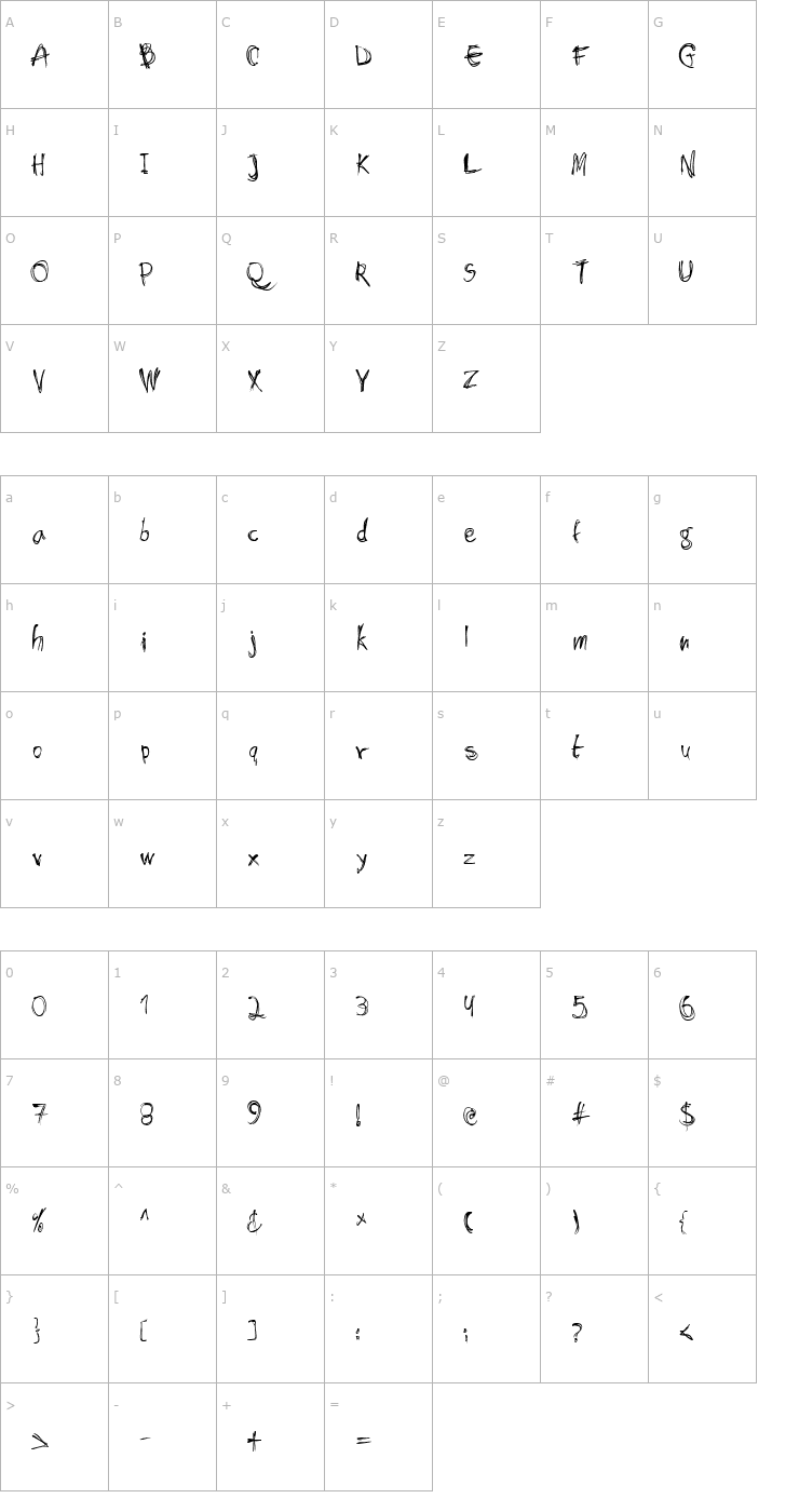 Character Map Shockheaded Font