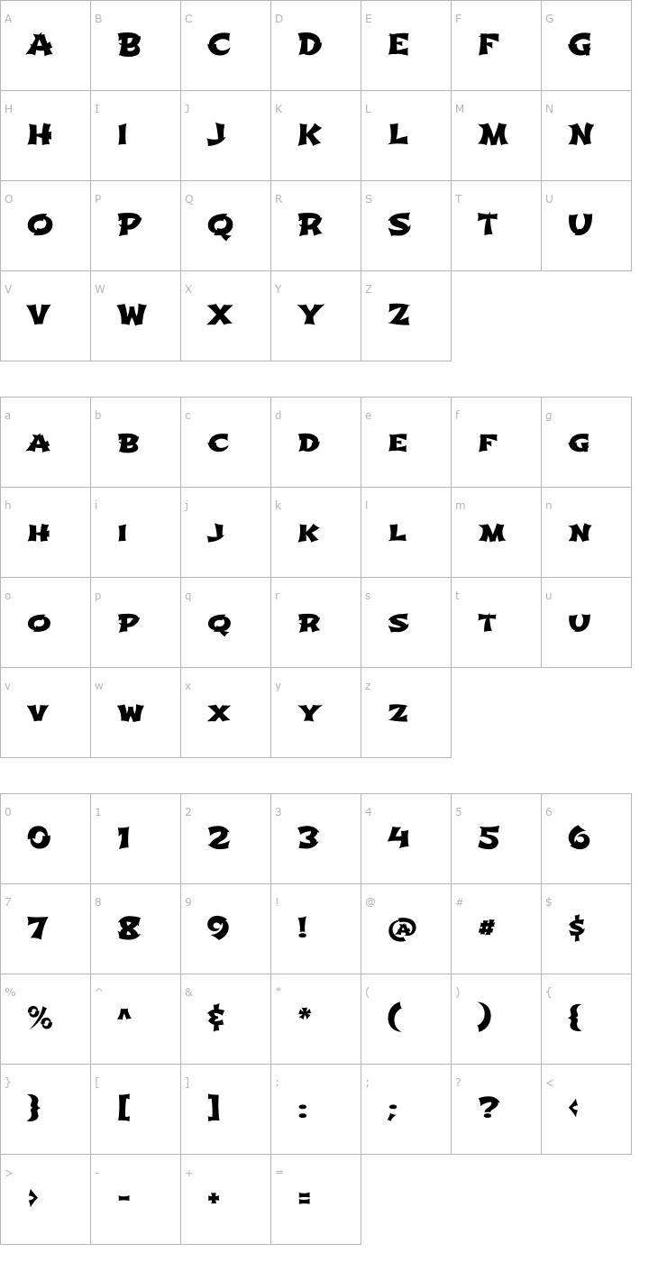 Character Map Shojumaru Font