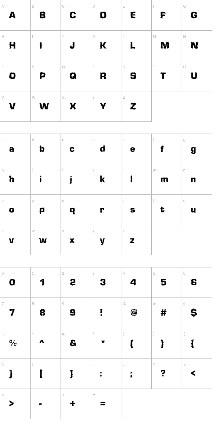 Character Map Shokkking Black Font