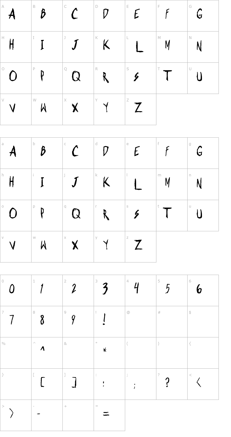 Character Map Shonen Punk! Custom Bold Bold Font