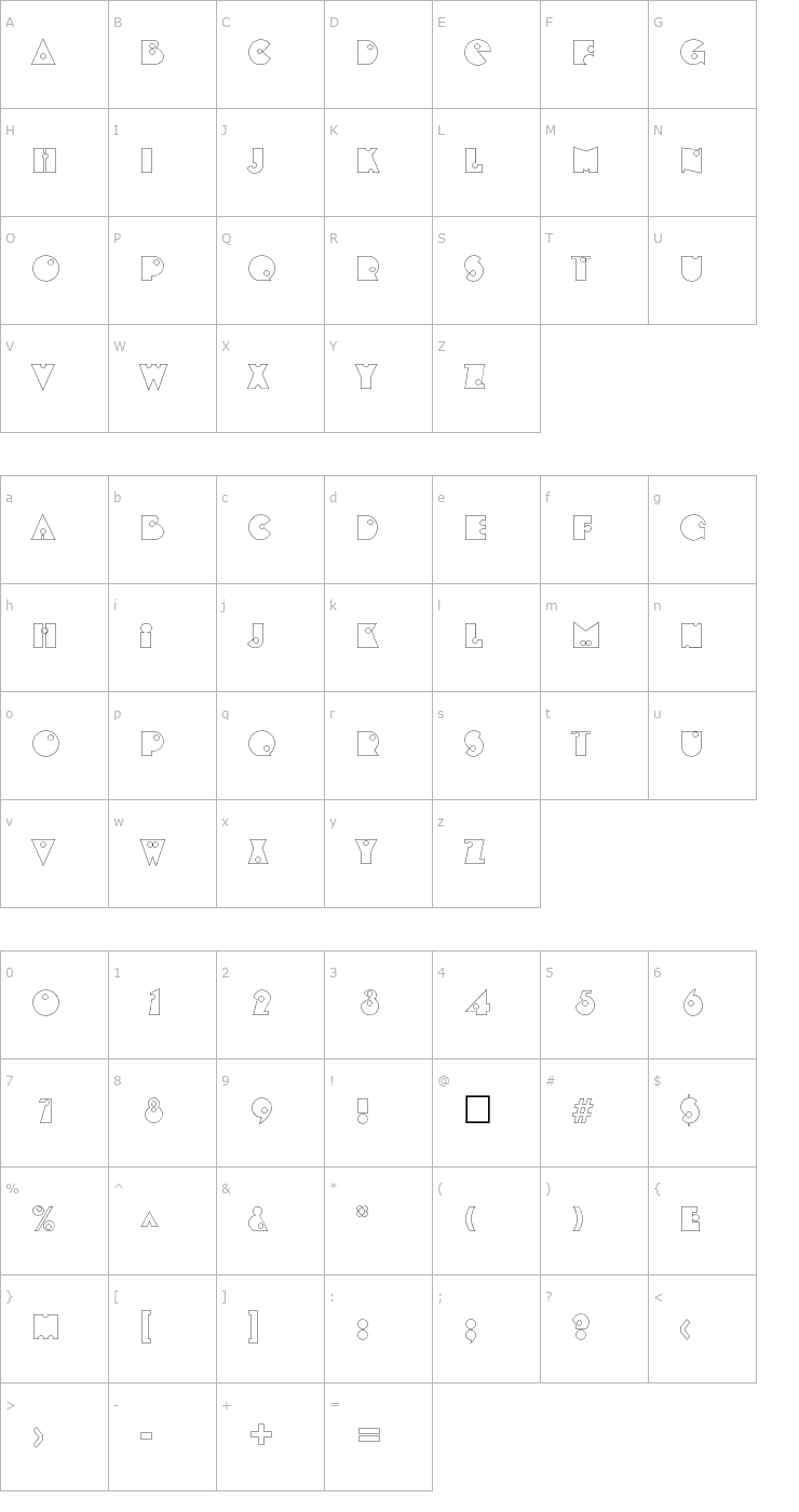 Character Map Shootout Regular Font