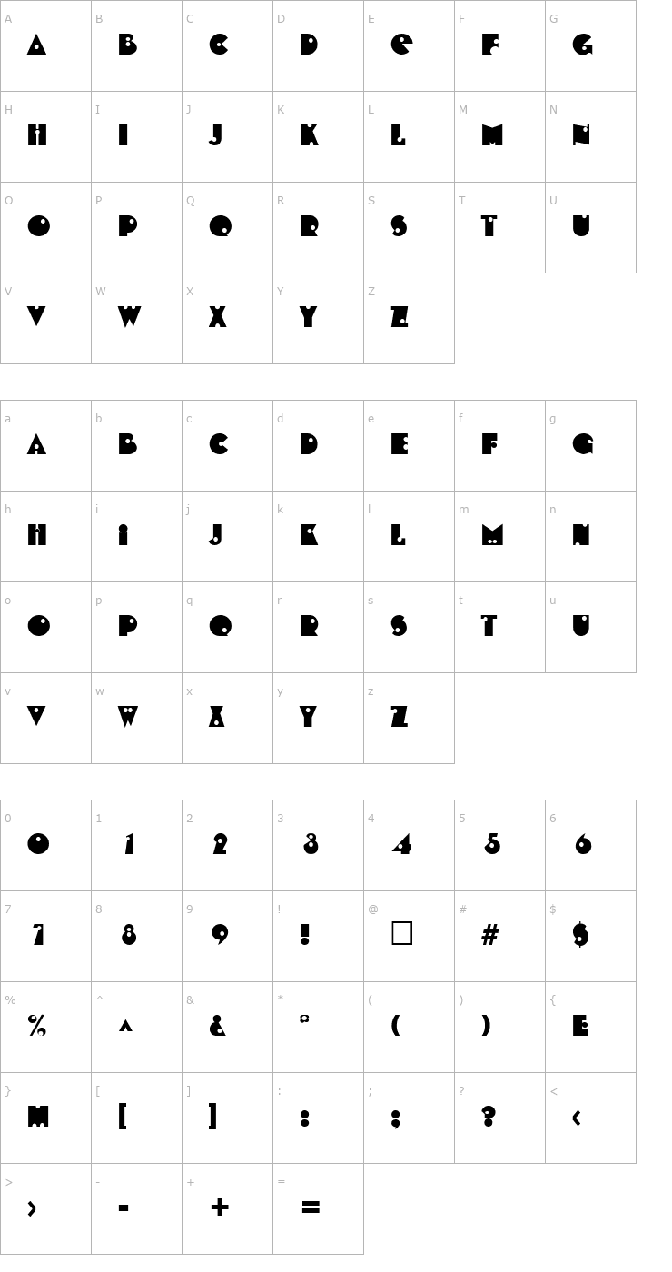 Character Map Shotgun Regular Font
