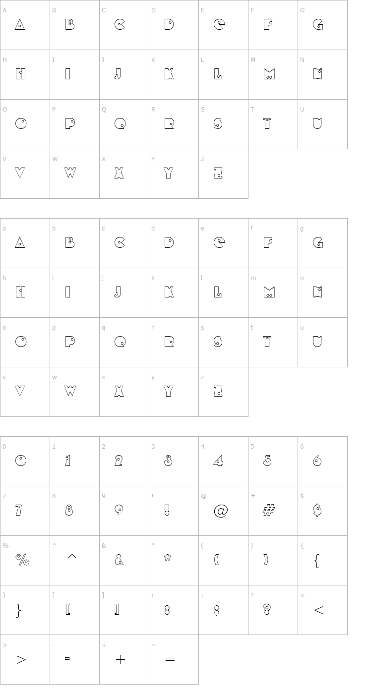 Character Map ShotShellOpen Regular Font