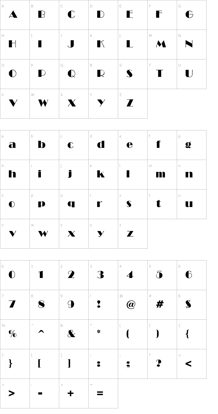 Character Map SHOW-Light Font