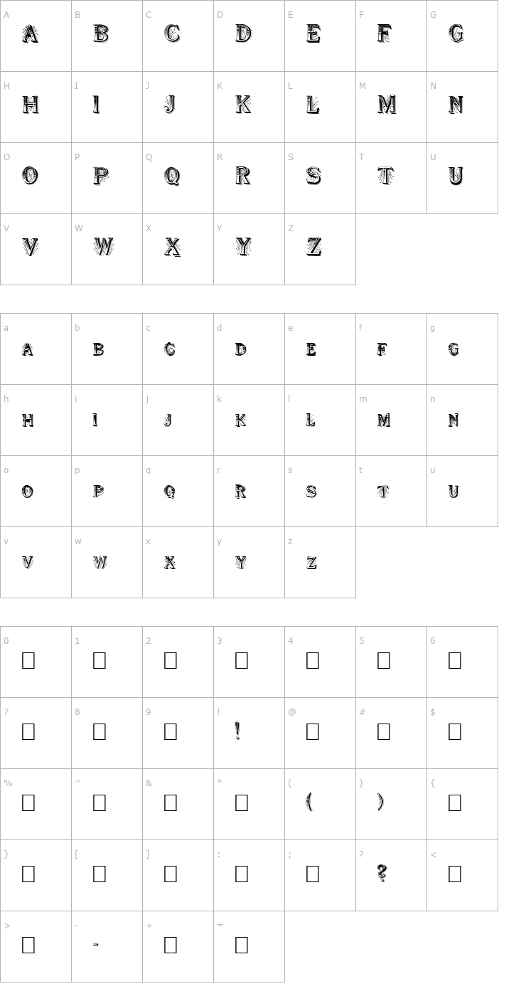 Character Map Showboat Font