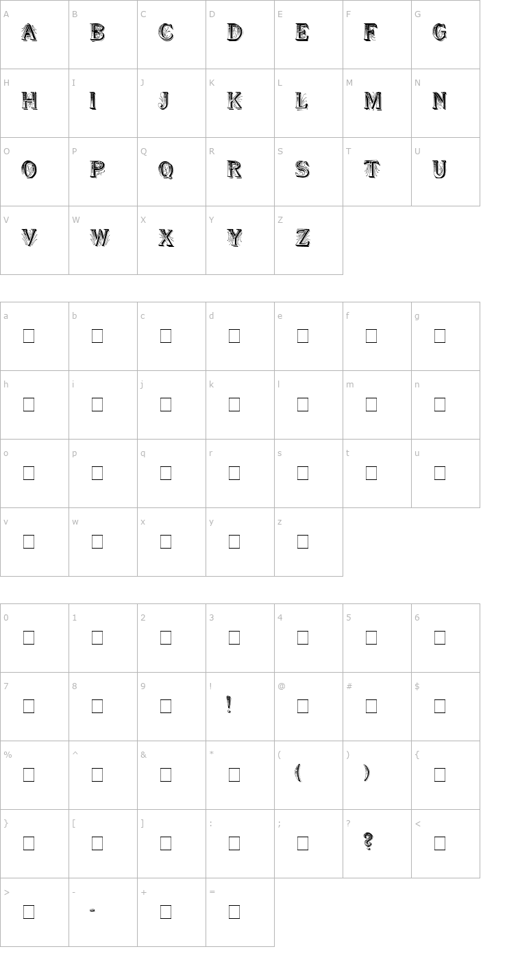 Character Map Showboat Medium Font
