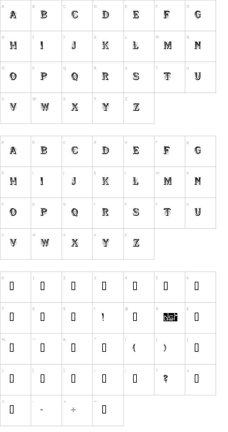 Character Map Showboat OTF Font