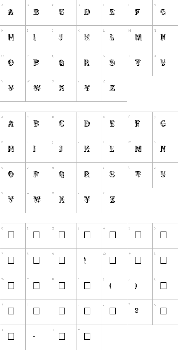 Character Map Showboat Regular Font