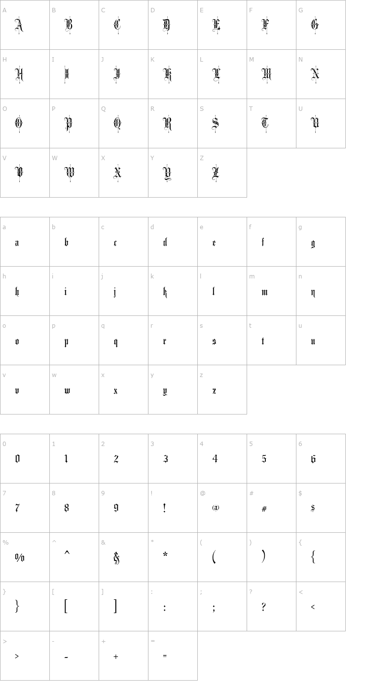 Character Map Showcard Font