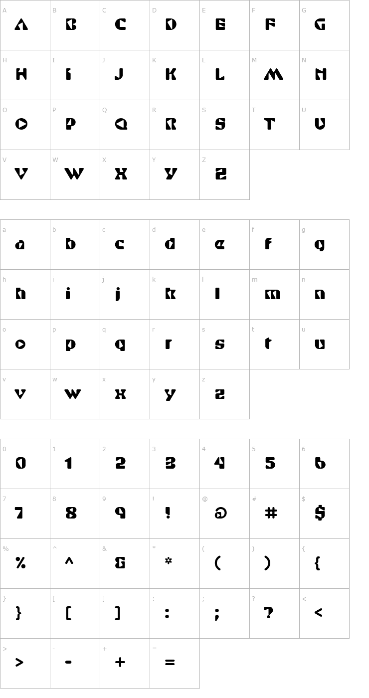 Character Map ShurikenBoy Font