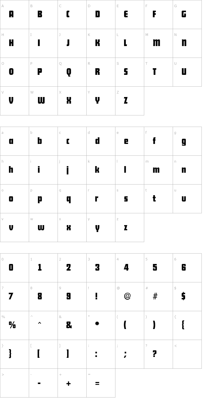Character Map Shylock Bold Font
