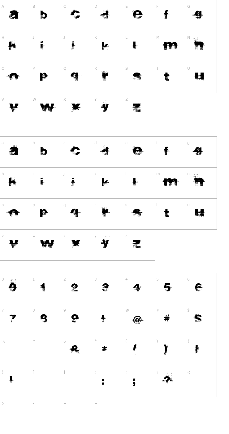 Character Map Sidewalk Font