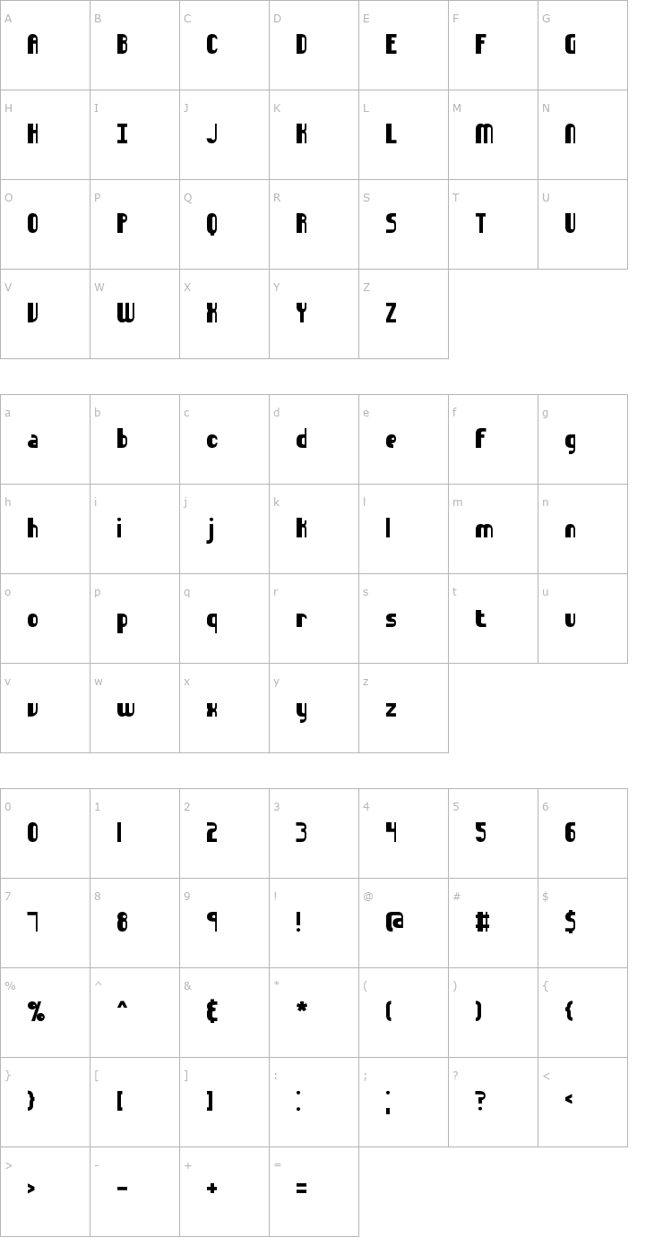 Character Map Sideways BRK Font