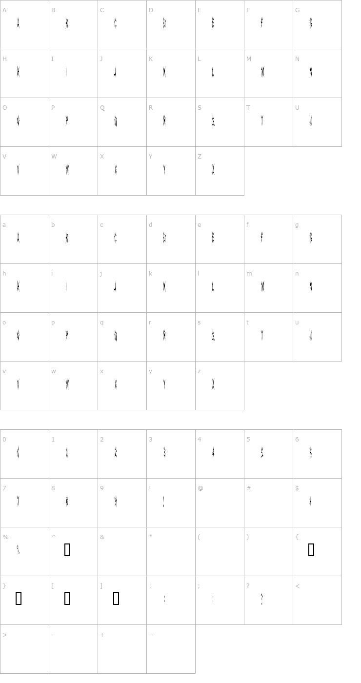 Character Map SidTheSpider Font