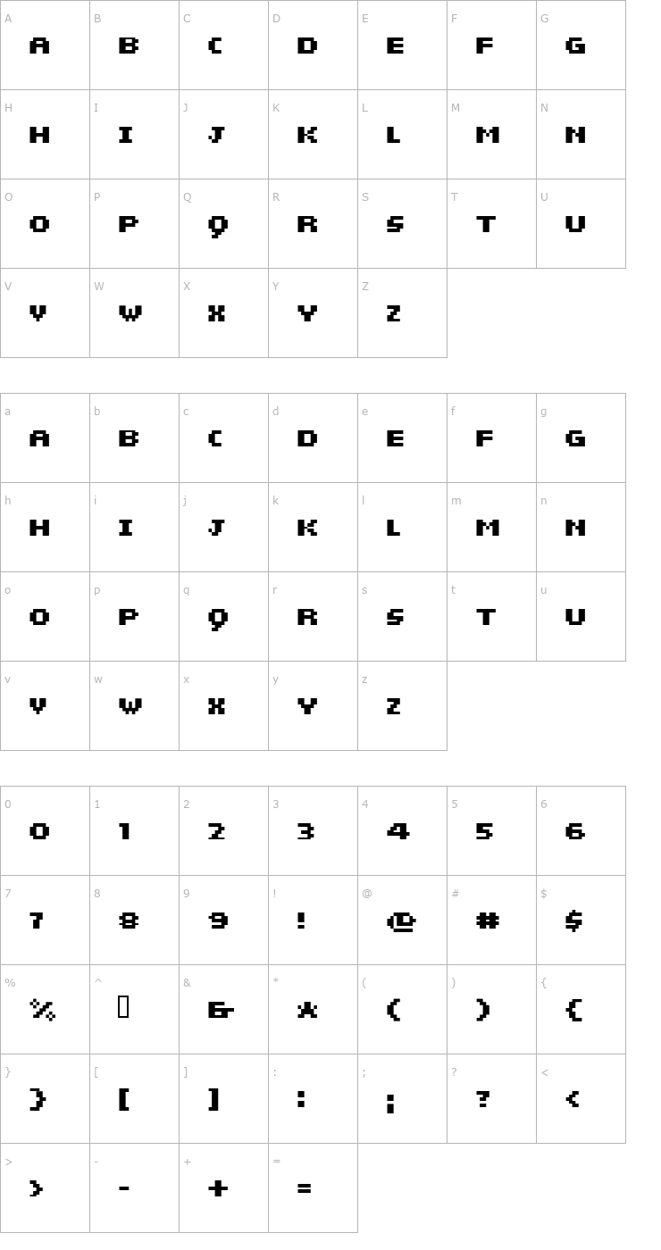 Character Map sieben Bold Font