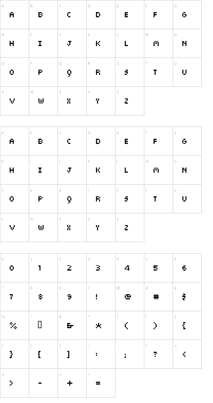 Character Map sieben Font