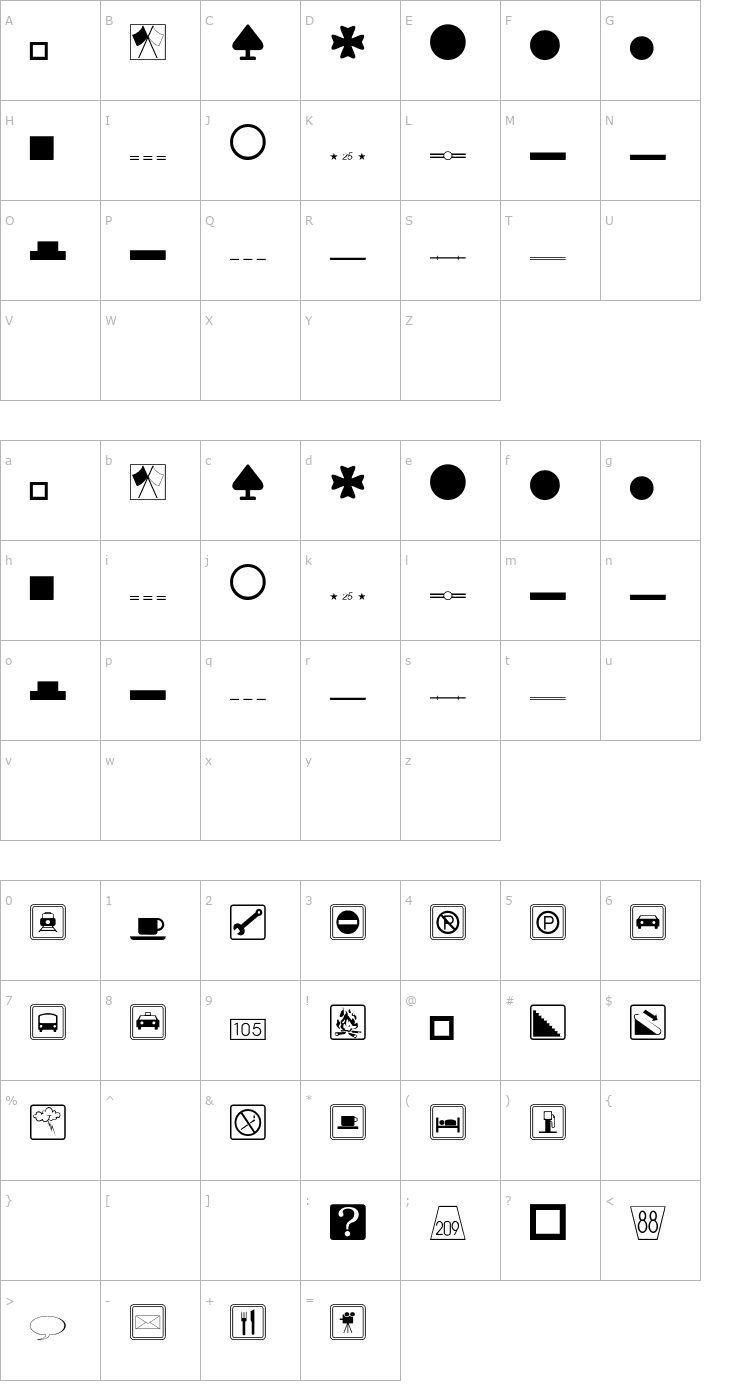 Character Map SIGN&SYMBOLS-Thin Font