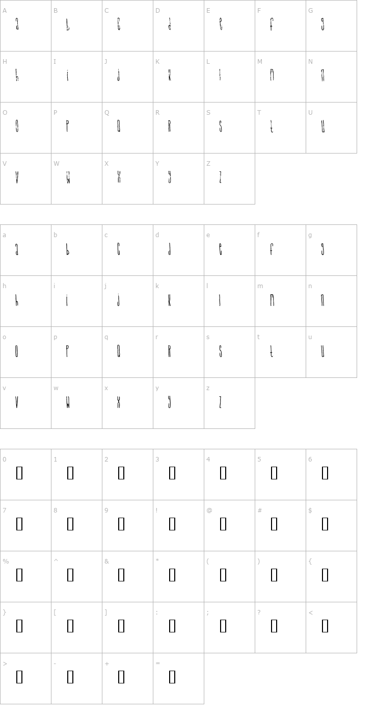 Character Map Signal to Noize Font