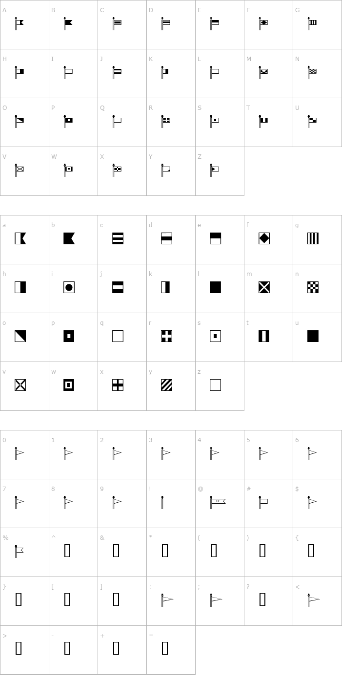 Character Map SignalFlags Font