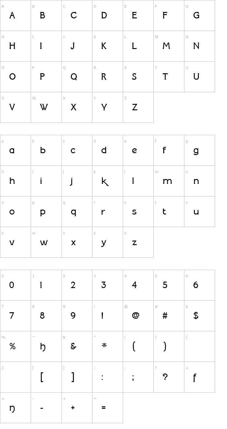Character Map Silentina Film Font