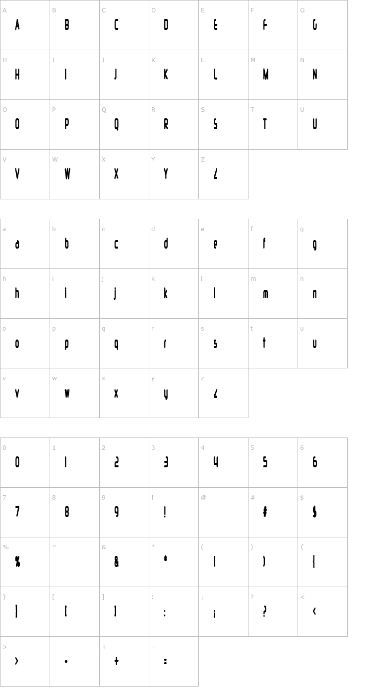 Character Map Silicon Carne Font