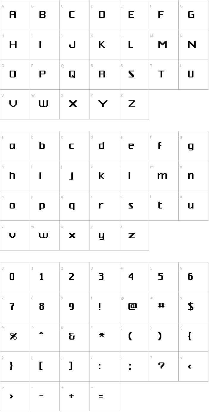 Character Map Silicon Font