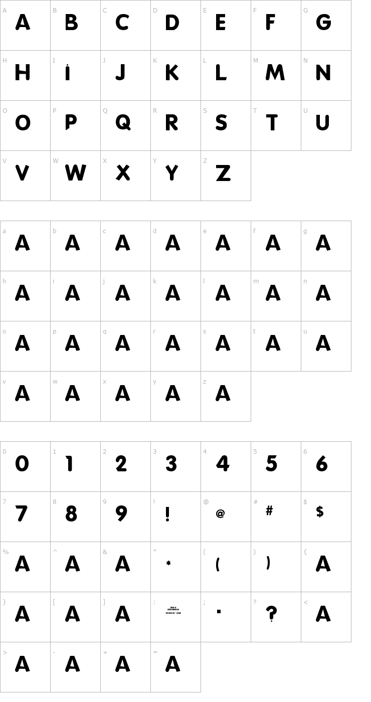 Character Map Silly Poo-Poo Font