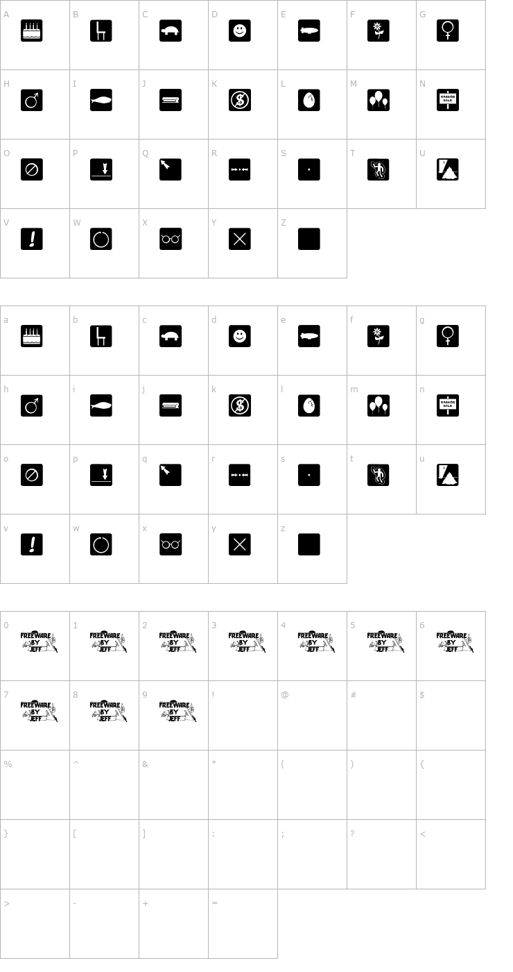 Character Map Silly Symbology JL Font