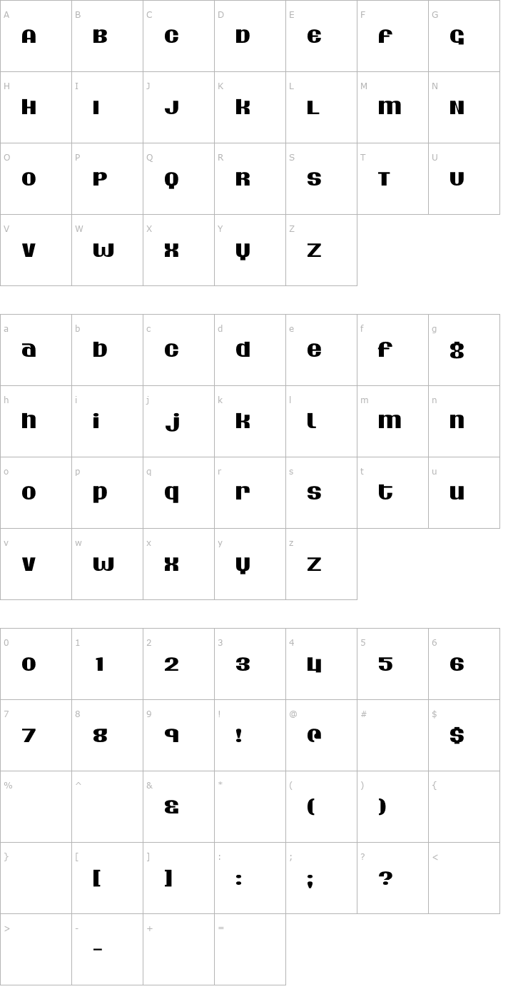 Character Map Silver Dollar Font