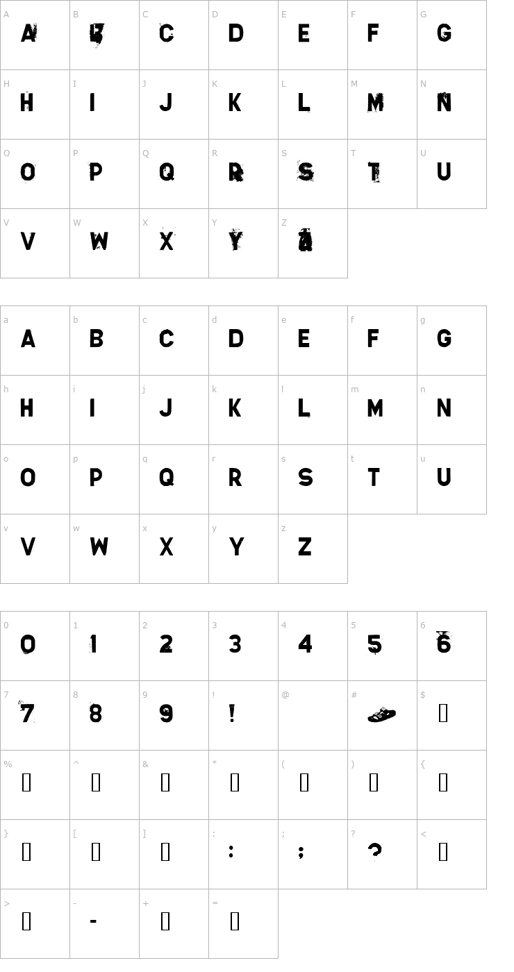 Character Map Silver Sideshow Font