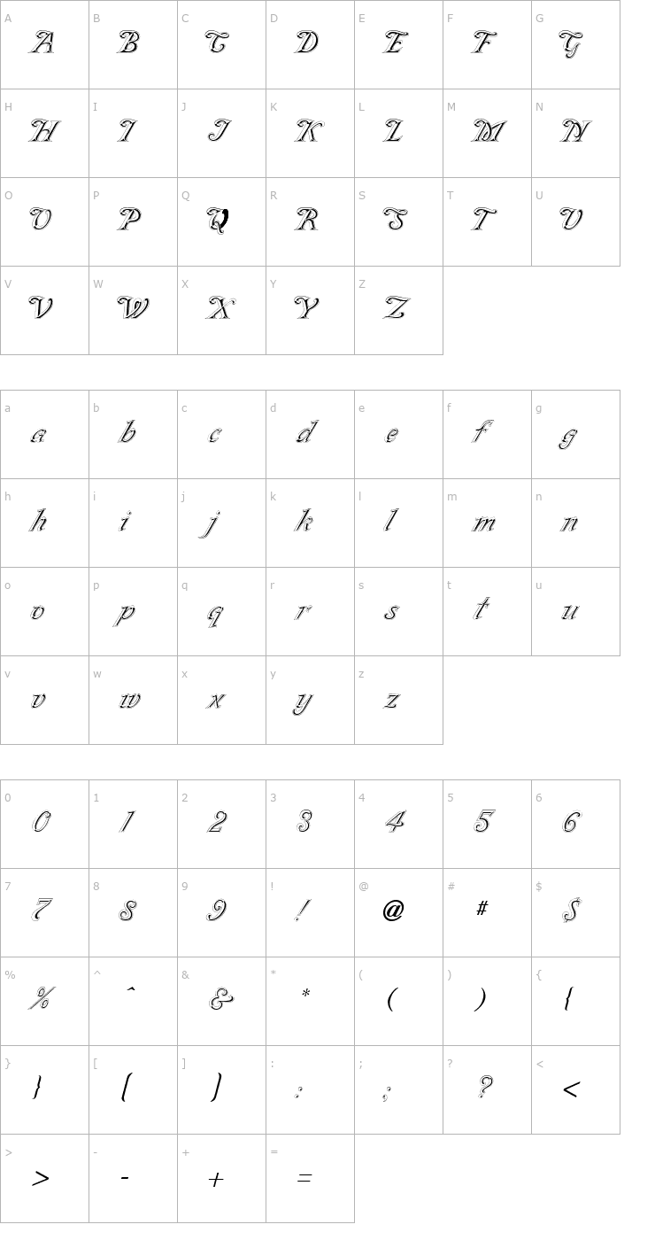 Character Map SilverPlate Font
