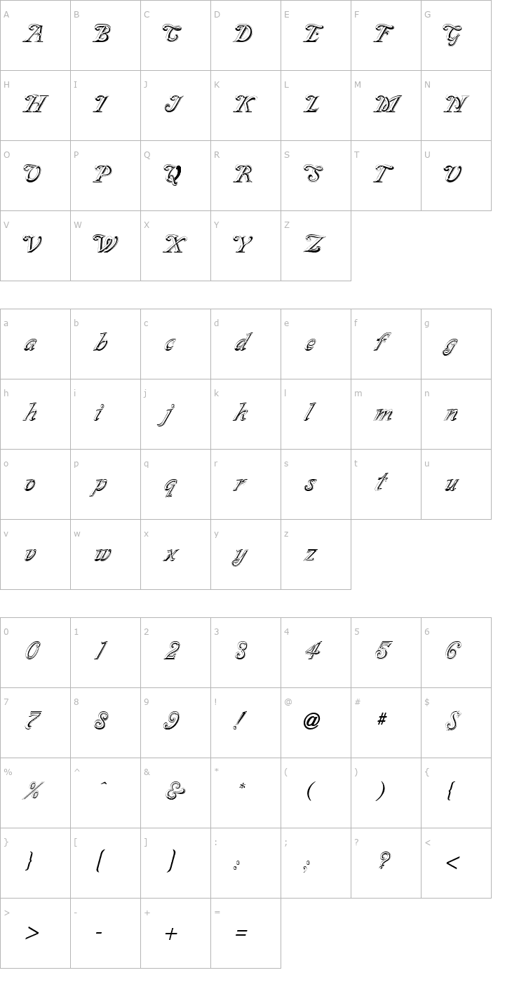 Character Map SilverPlate Regular Font