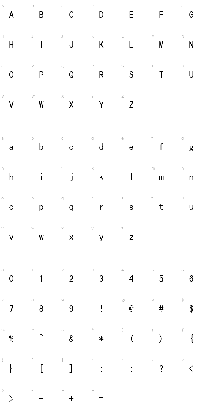 Character Map SimHei Font